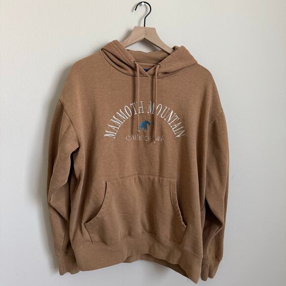 Mammoth Mountain Hoodie Pullover Sweatshirt Hoodie Mens Size Large Tan Classic - Picture 1 of 11